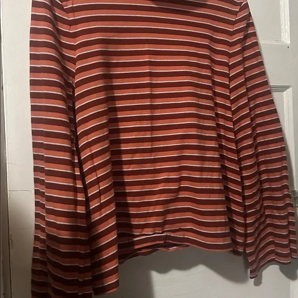 Madewell Wide-Sleeve Turtleneck Westwater Stripe Burnished Mahogany Large - Picture 9 of 12